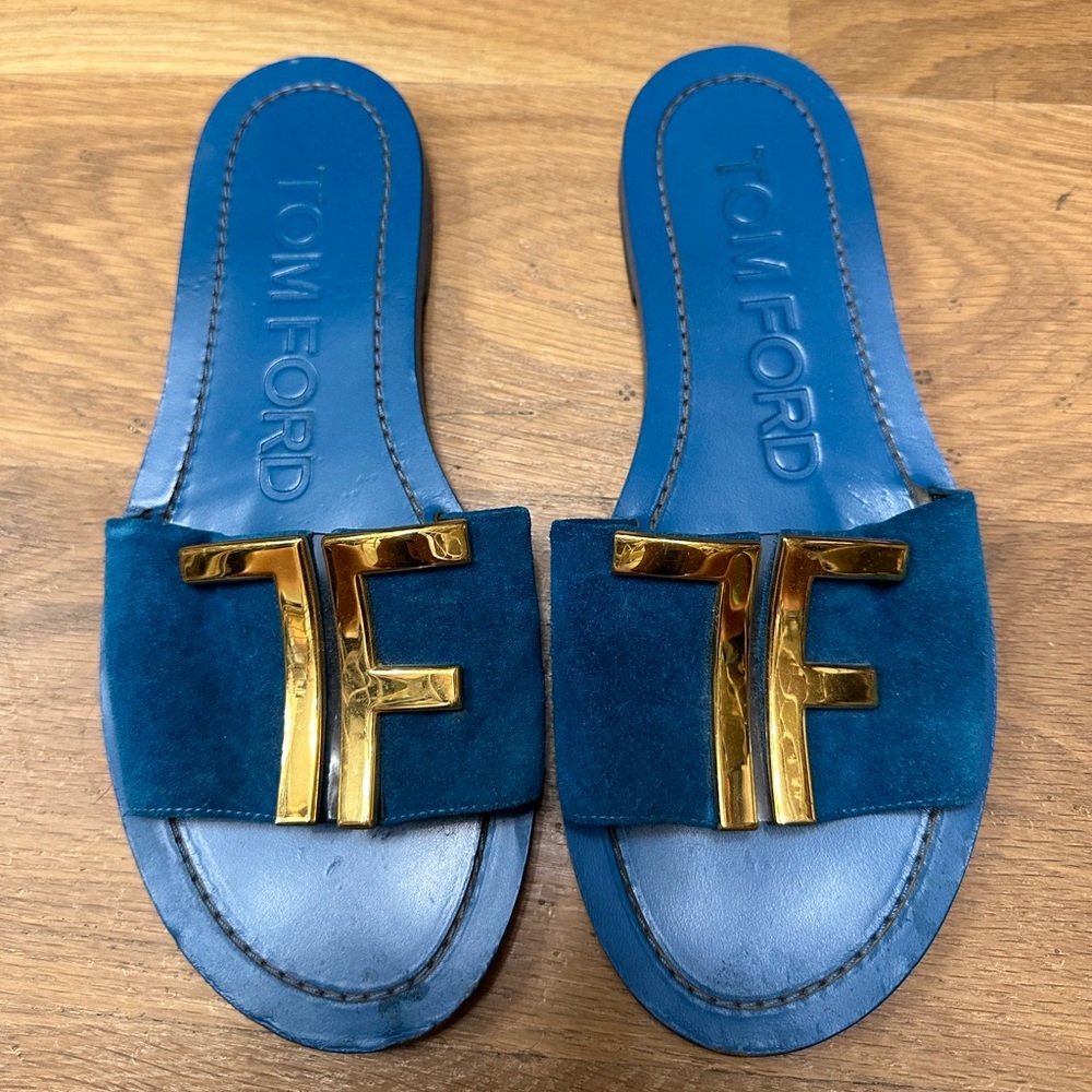TOM FORD TF Logo Sandals BLUE & GOLD 💙💛